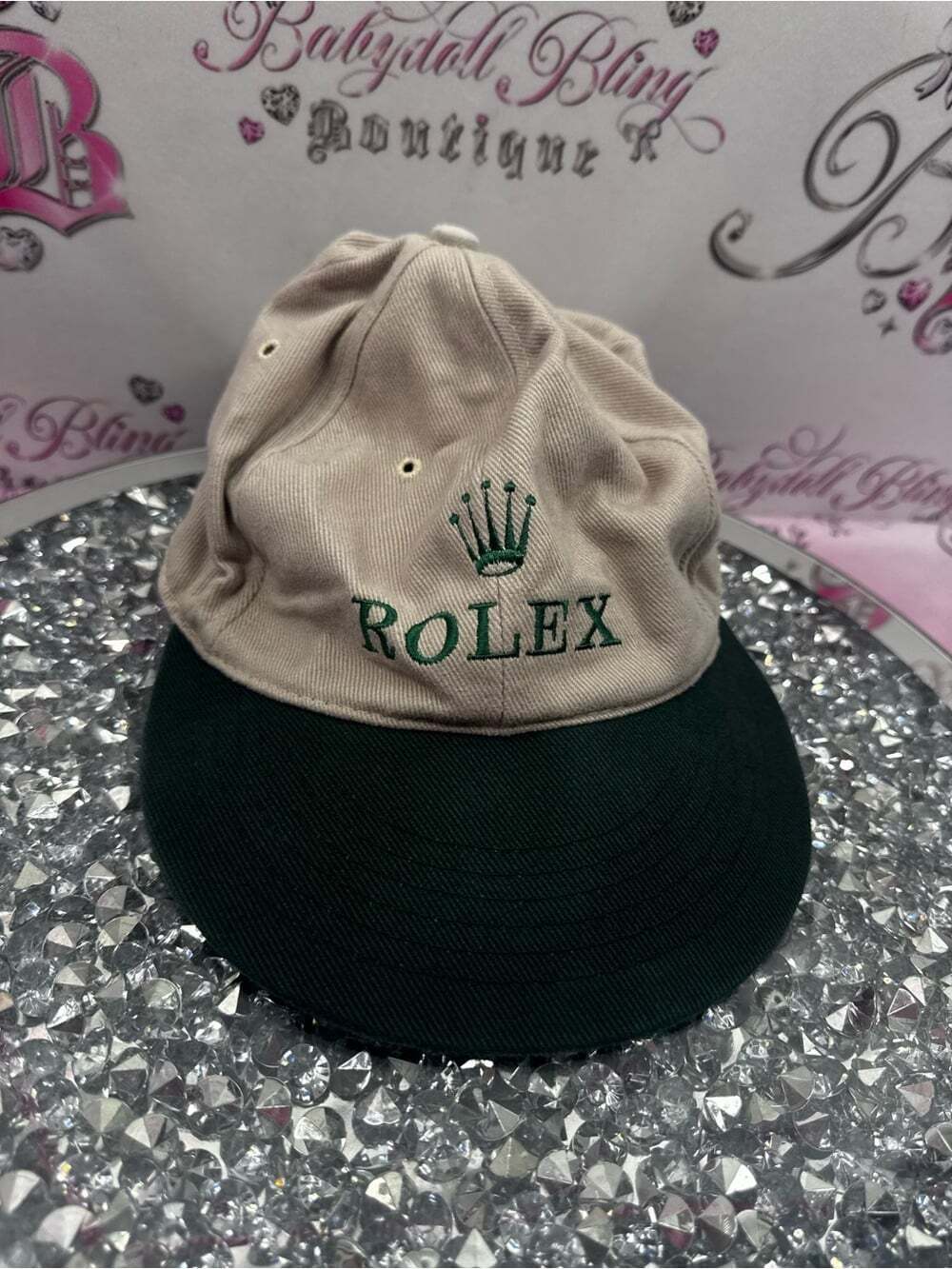 TEXACE 1990s Rolex Beige Dark Green Baseball Cap rare vintage embroidery NOSWETT